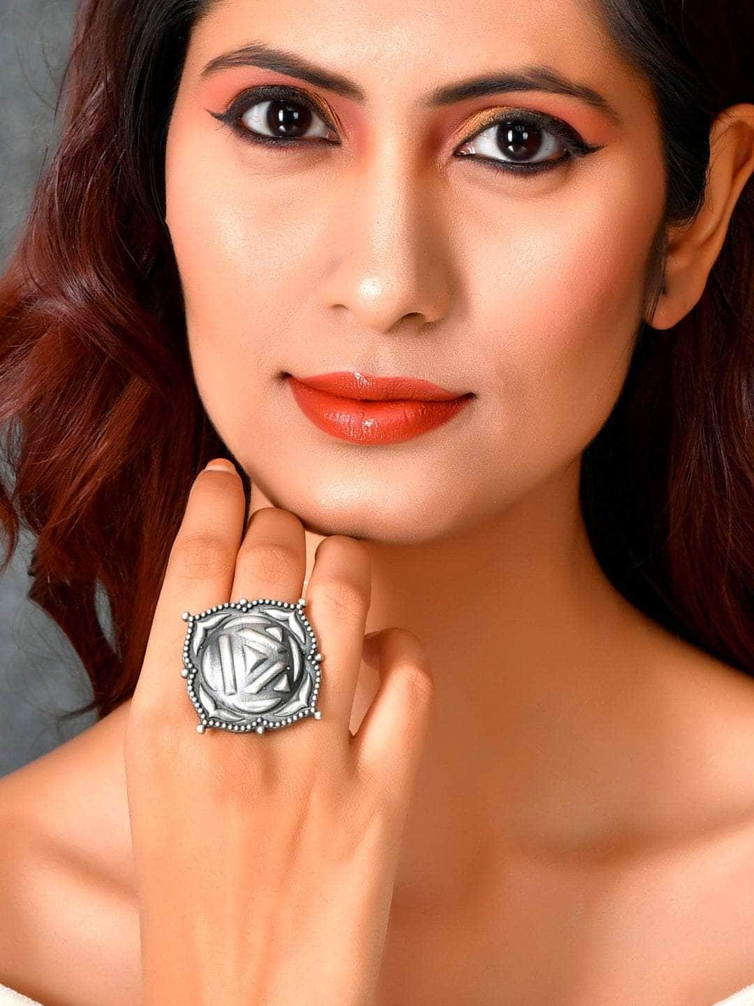 Ishhaara Oxidized Deeptha Ring