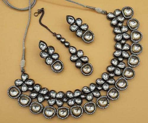 Ishhaara Oxidized Flower Motif Choker Set