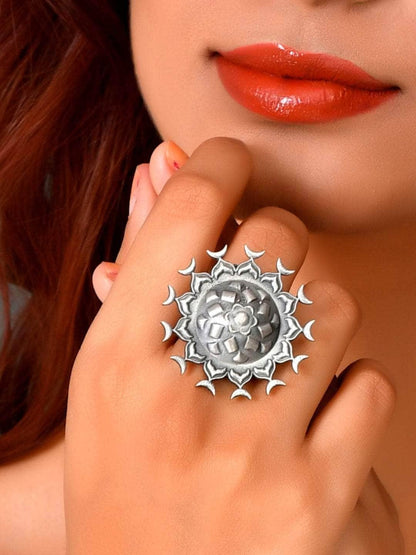 Ishhaara Oxidized Matsya Chakra Ring