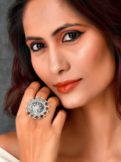 Ishhaara Oxidized Matsya Chakra Ring