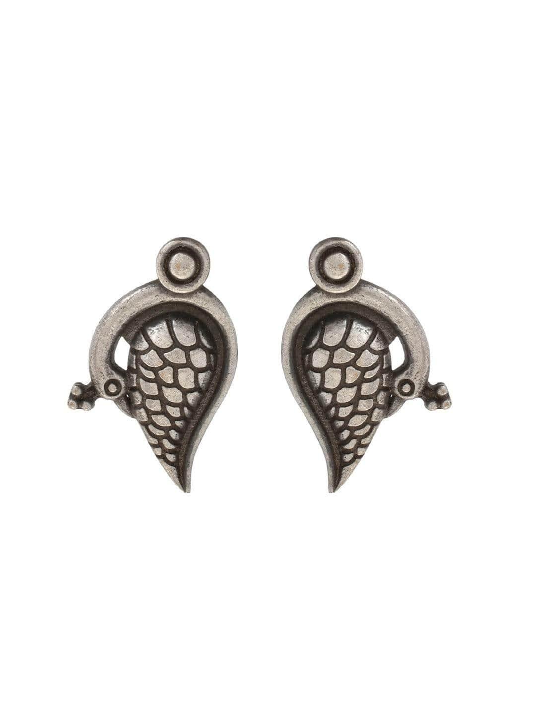 Ishhaara Oxidized Mayur Parna Stud Earrings