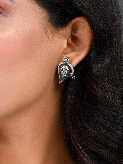 Ishhaara Oxidized Mayur Parna Stud Earrings