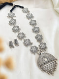 Ishhaara Oxidized Silver Long Ghungroo Necklace With Earrings