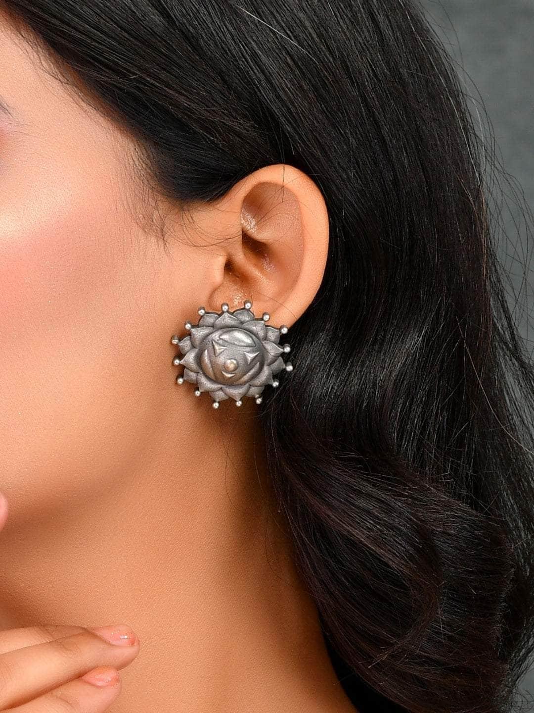 Ishhaara Oxidized Surya Mukhi Stud Earrings