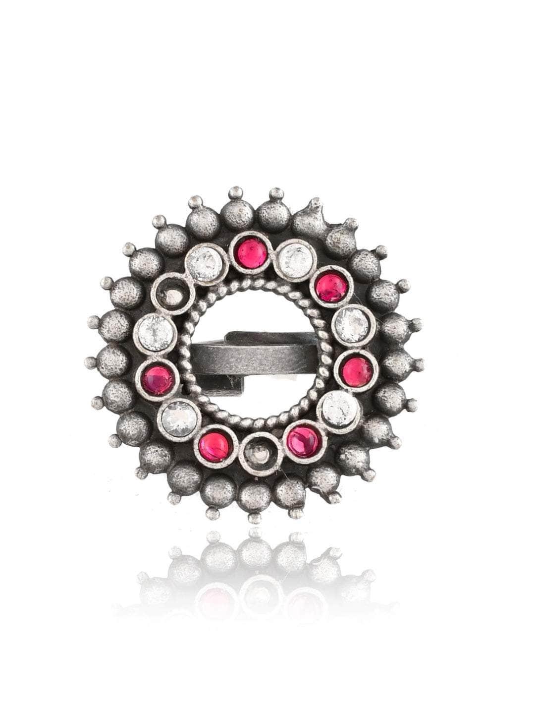 Ishhaara Oxidized Varthulah Ring Red And White