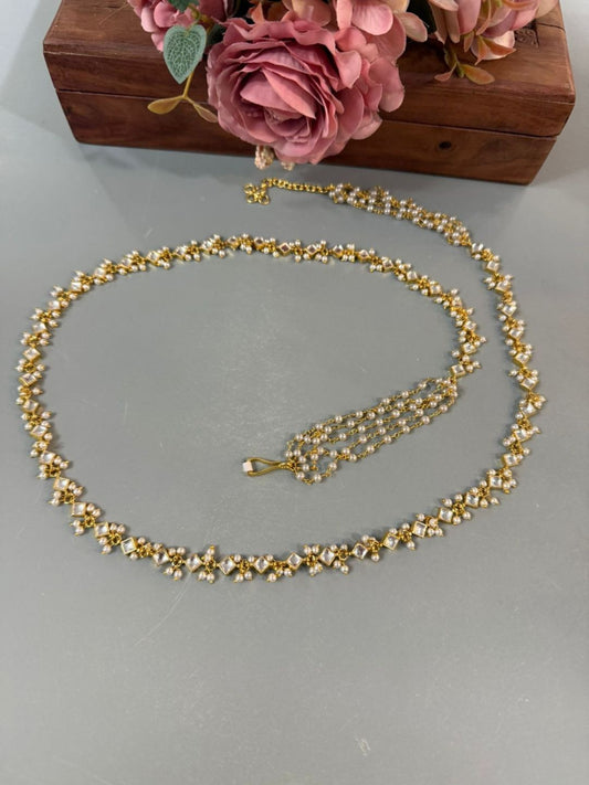 Ishhaara Pachi Kundan And Pearl Studded Hipchain