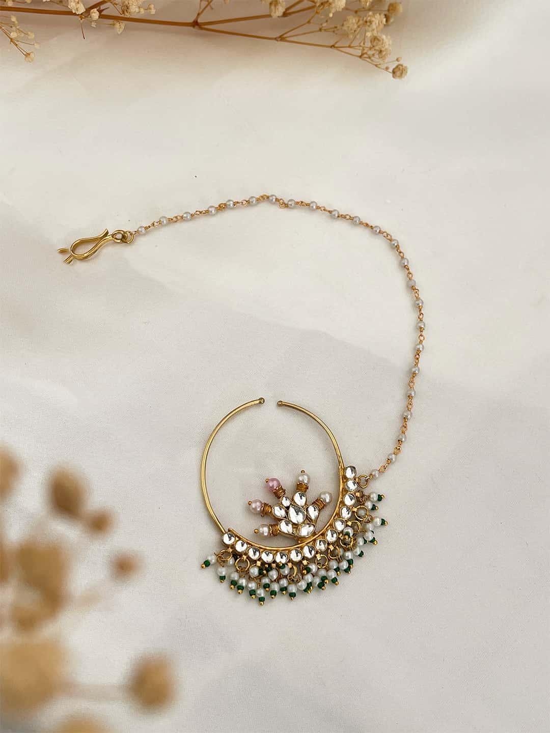 Ishhaara Pachi Kundan Bridal Nath