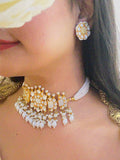Ishhaara Pachi Kundan Choker Layered White Pearls