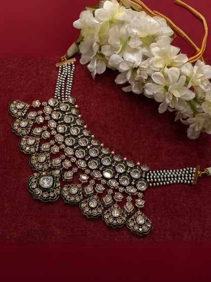 Ishhaara Pachi Kundan Full Bridal Necklace