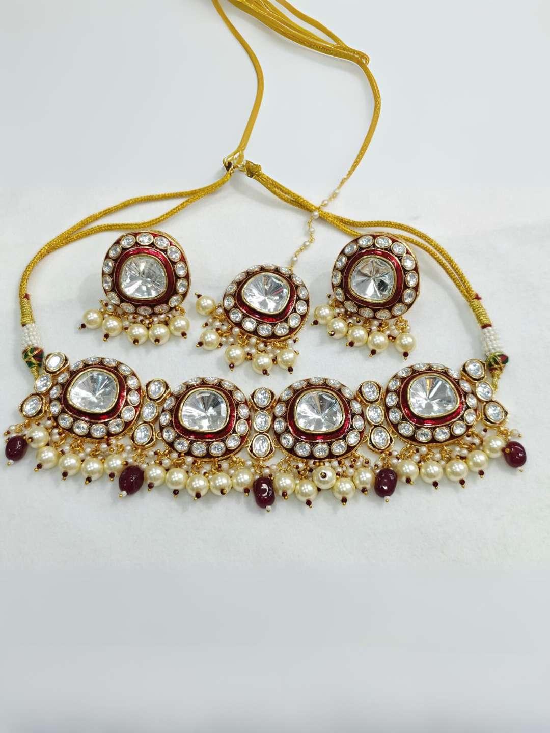 Ishhaara Pachi Kundan Meenakari Choker Necklace