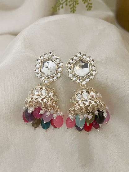 Ishhaara Pachi Kundan Motif Enamel Jhumka