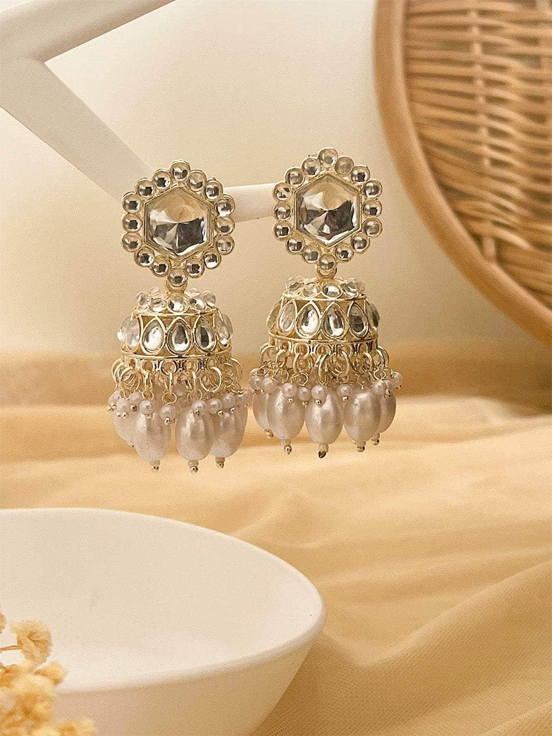 Ishhaara Pachi Kundan Motif Enamel Jhumka