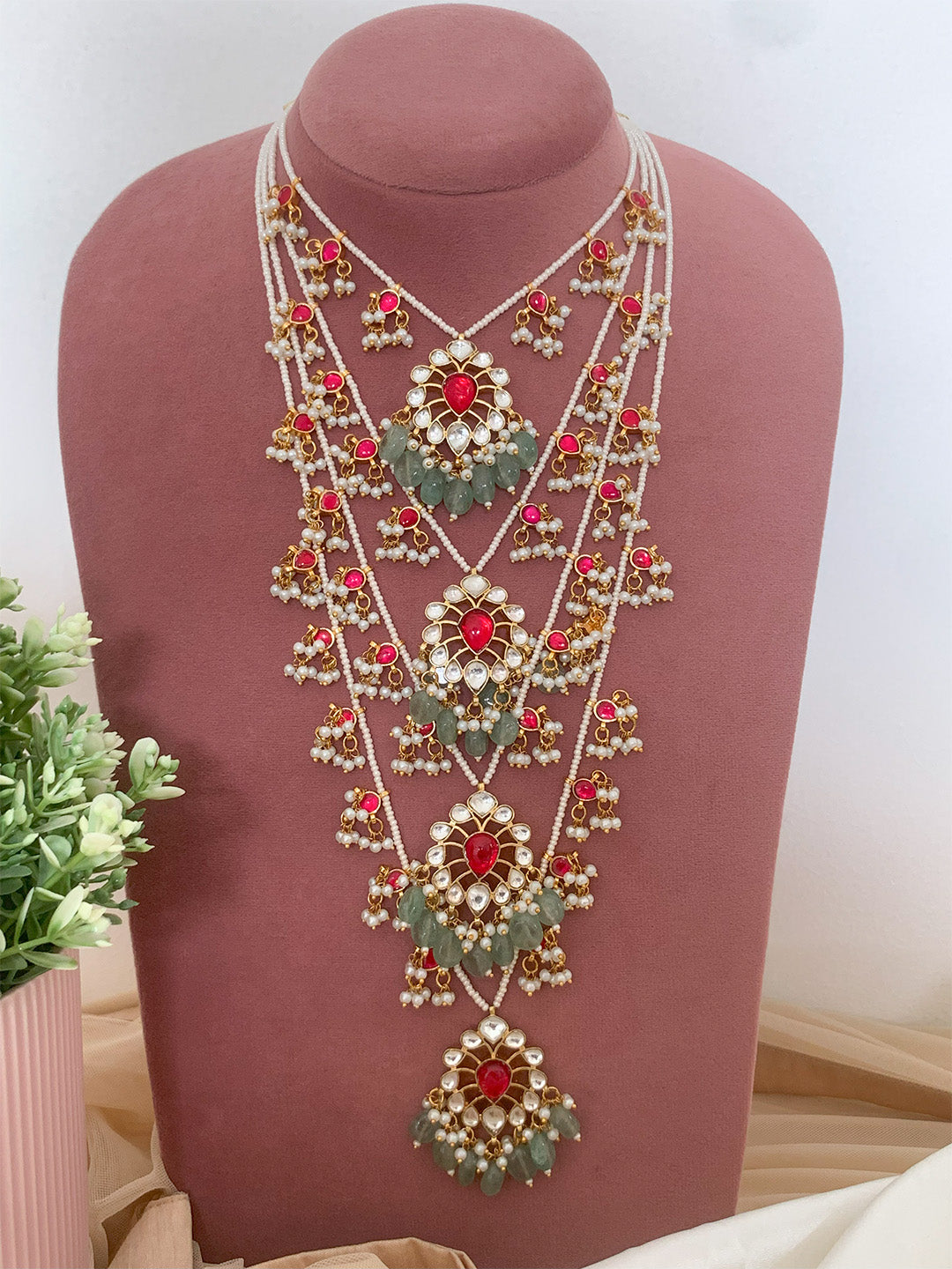 Ishhaara Pachi Kundan Multilyered Rani Haar