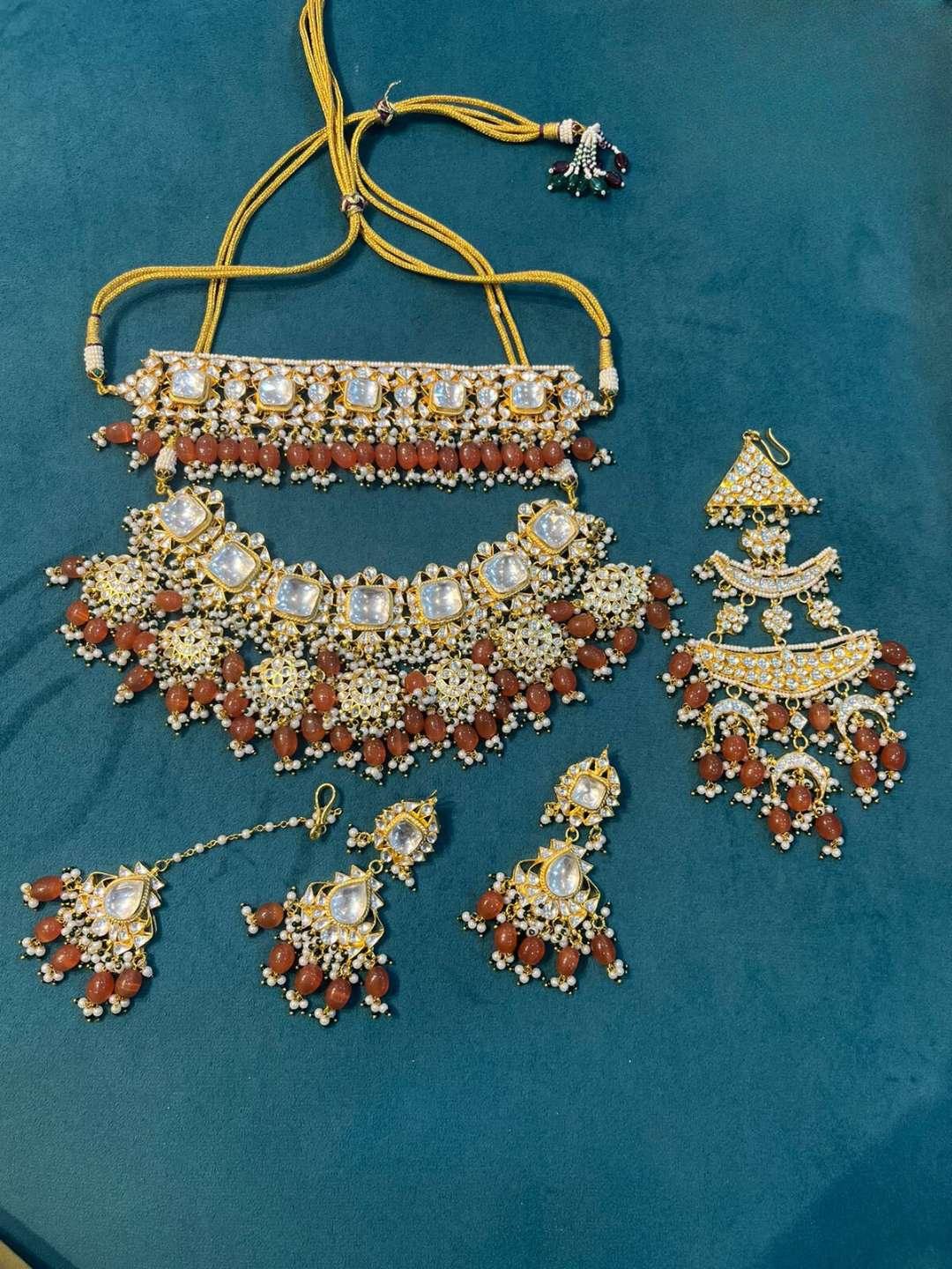 Ishhaara Pachi Kundan Studded Full Bridal Jwellery Set