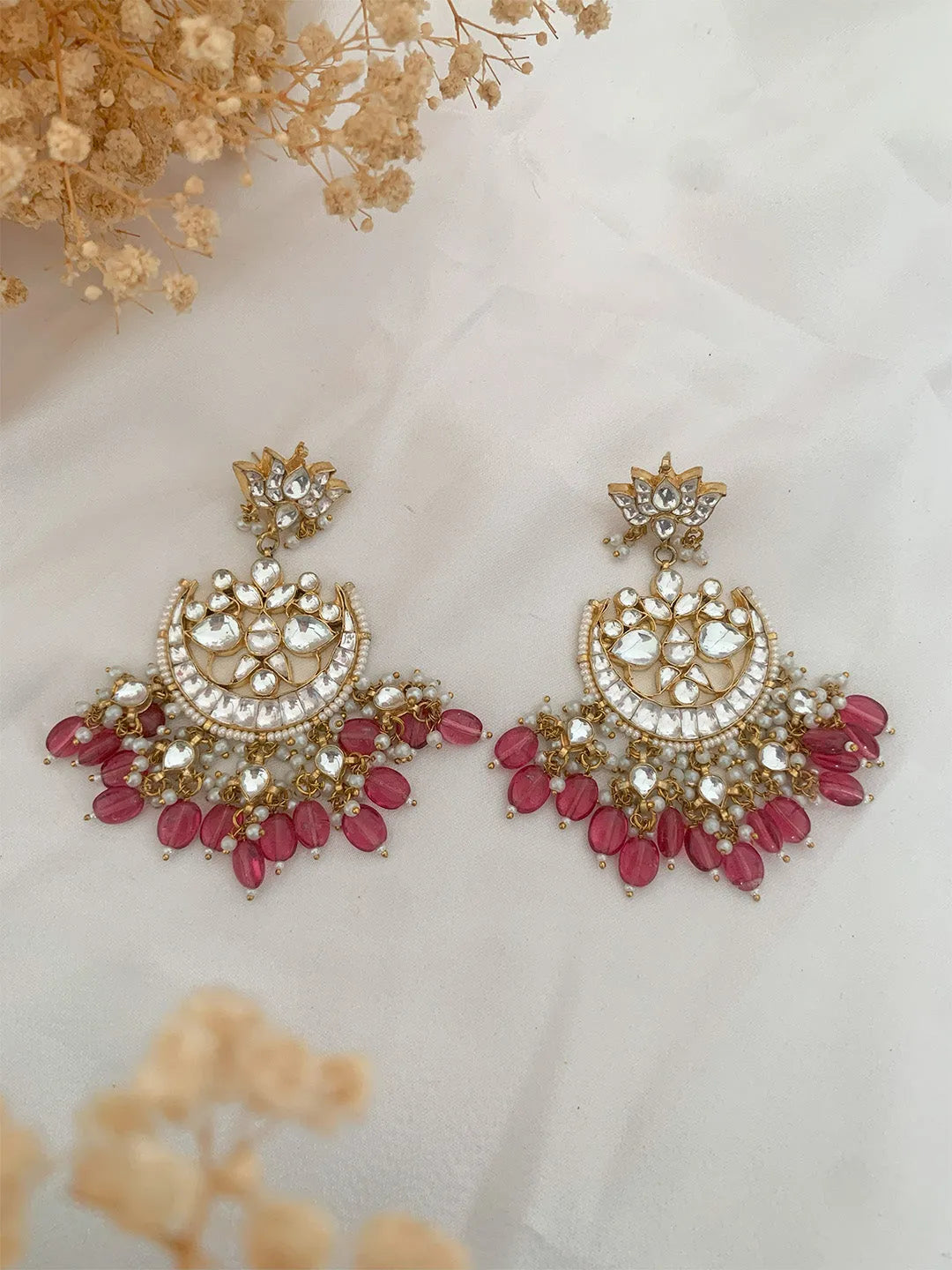 Ishhaara Pachi Kundan Studded Meenakari Chandbali Earrings