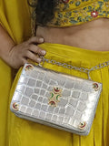 Ishhaara Pachi Kundan Studded Sling Clutch Or Waist Clutch