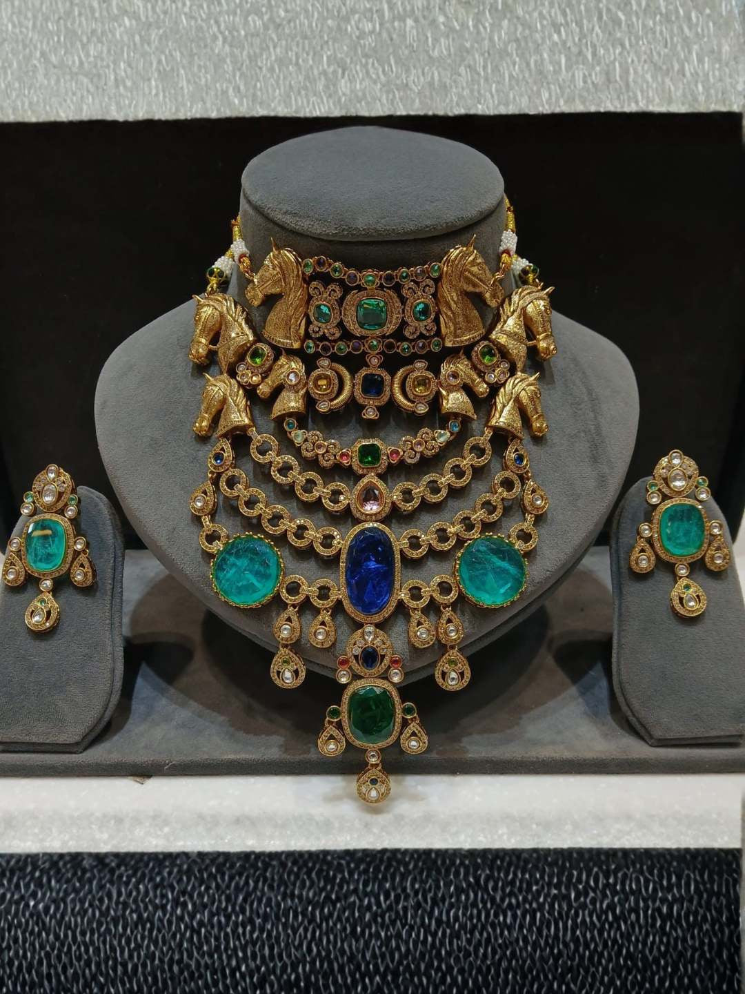 Ishhaara Padmavati Multi Stone Studded Choker Necklace Set