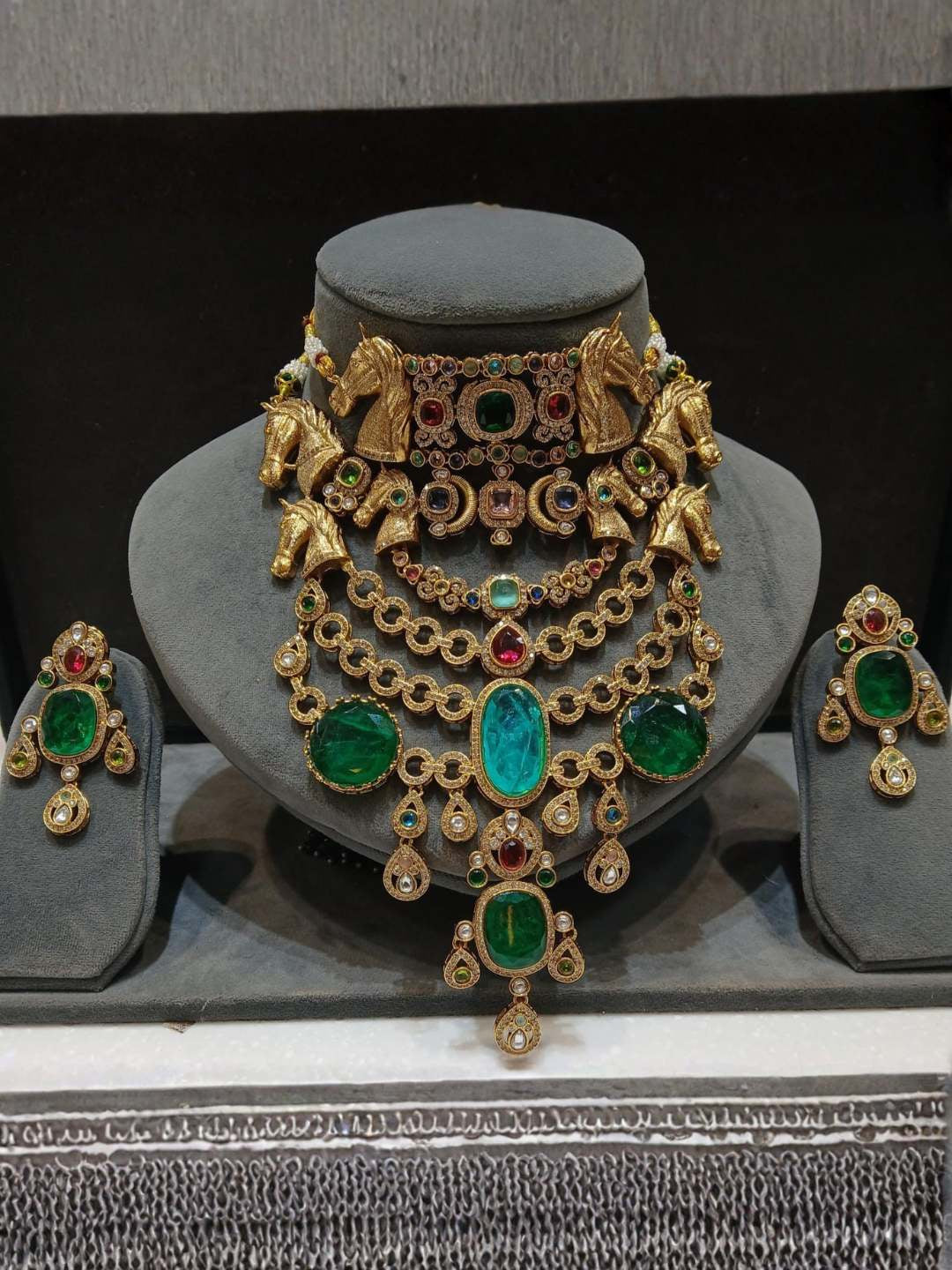 Ishhaara Padmavati Multi Stone Studded Choker Necklace Set