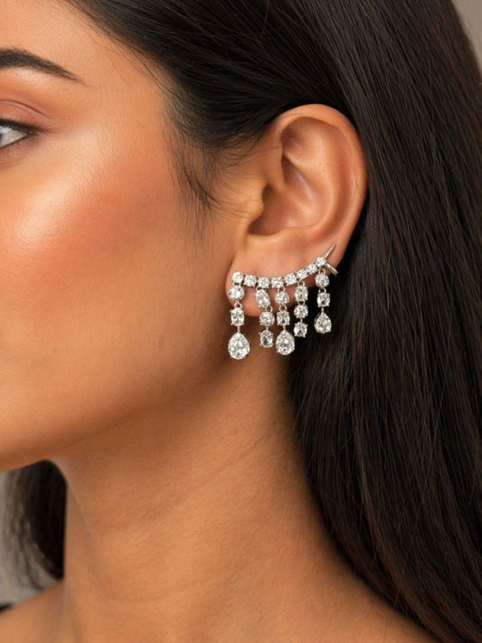 Ishhaara Pair Of Diamond Dangling Earcuff Earrings