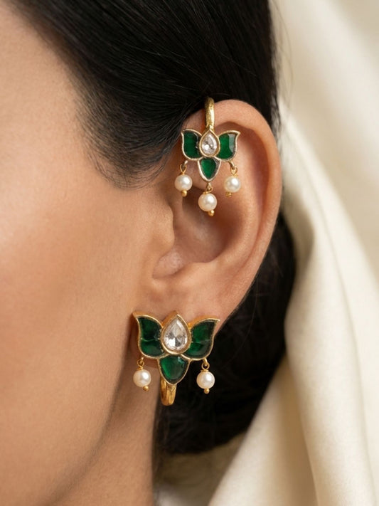 Ishhaara Pair Of Exquisite Jadau Kundan Earcuff Earrings