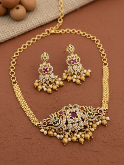 Ishhaara Paisely Peacock Pearl Choker