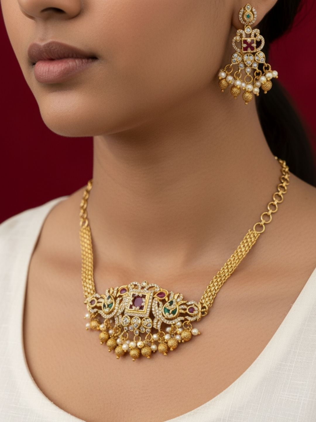 Ishhaara Paisely Peacock Pearl Choker