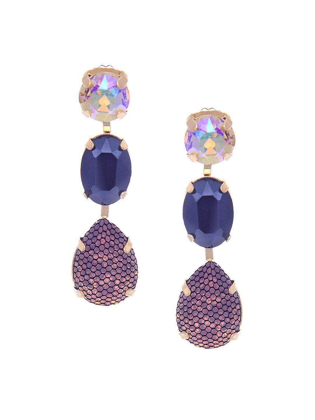 Ishhaara Palak Tiwari In Honeycomb 3 Tiered Earrings Purple