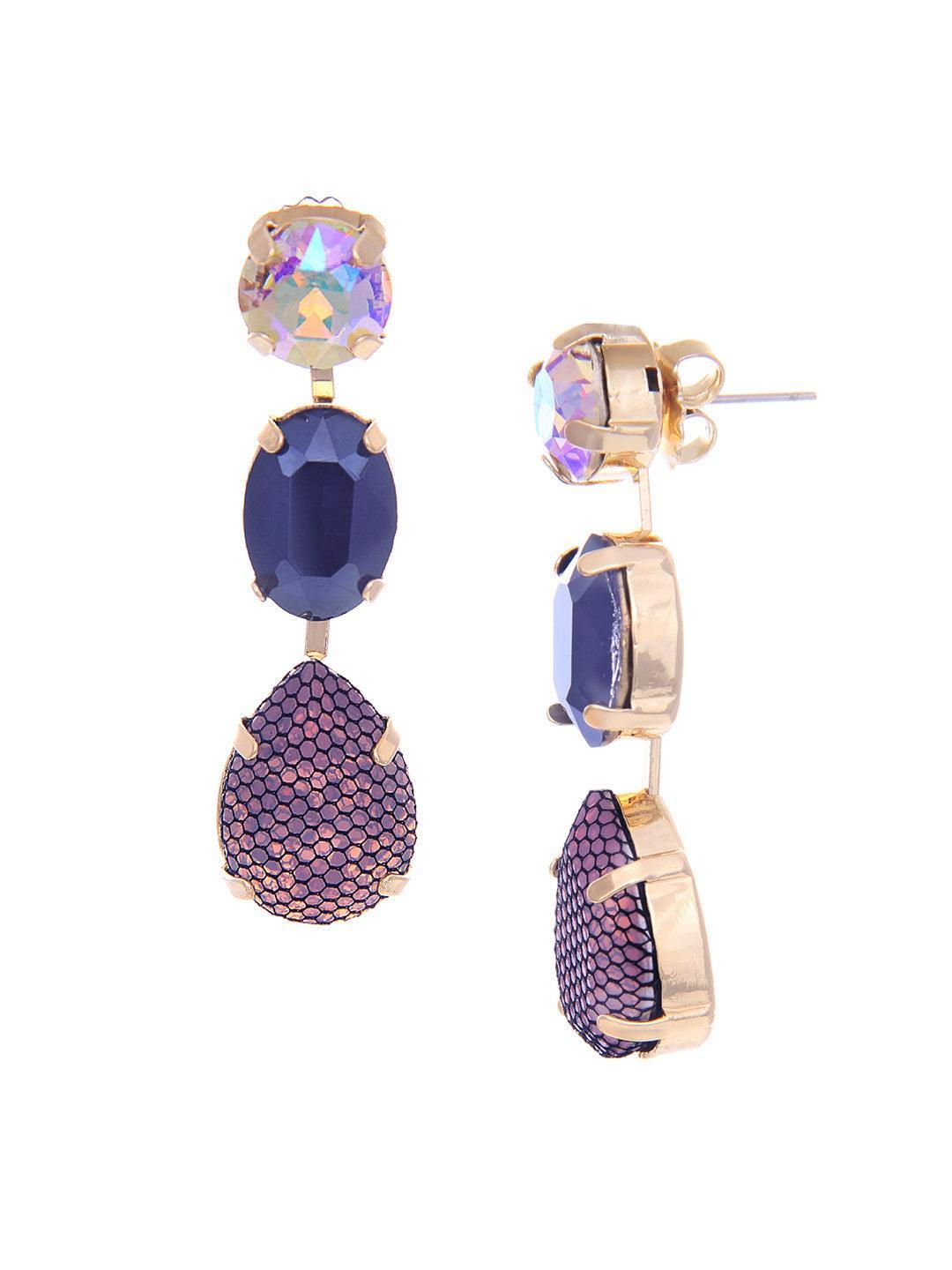 Ishhaara Palak Tiwari In Honeycomb 3 Tiered Earrings Purple