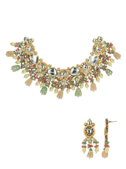 Ishhaara Paloma Rao In Kundan With Meena Design Necklace Set
