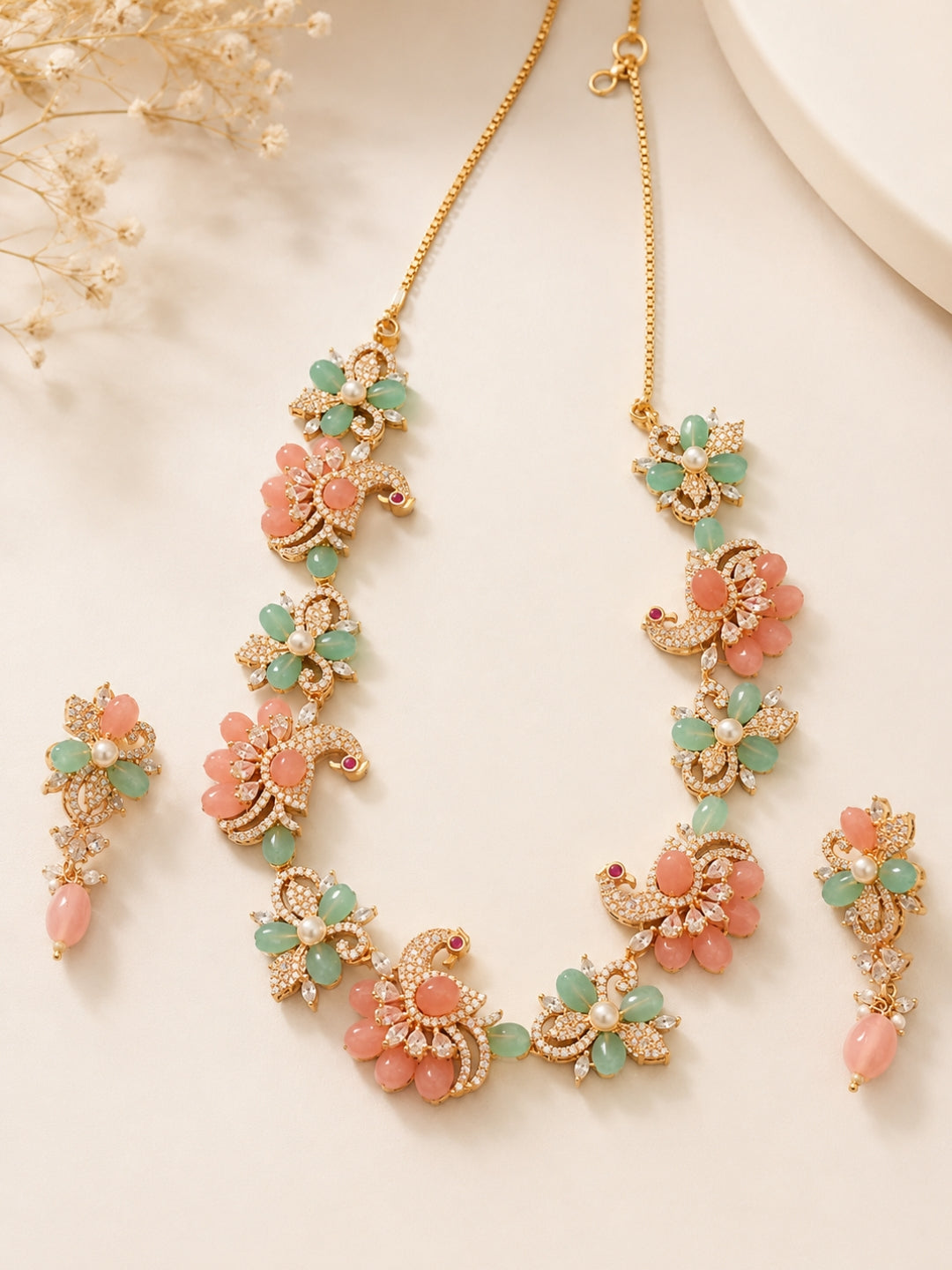 Ishhaara Pastel Blossom Necklace Set