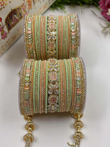 Ishhaara Pastel Colour Bridal Rajwadi Chooda