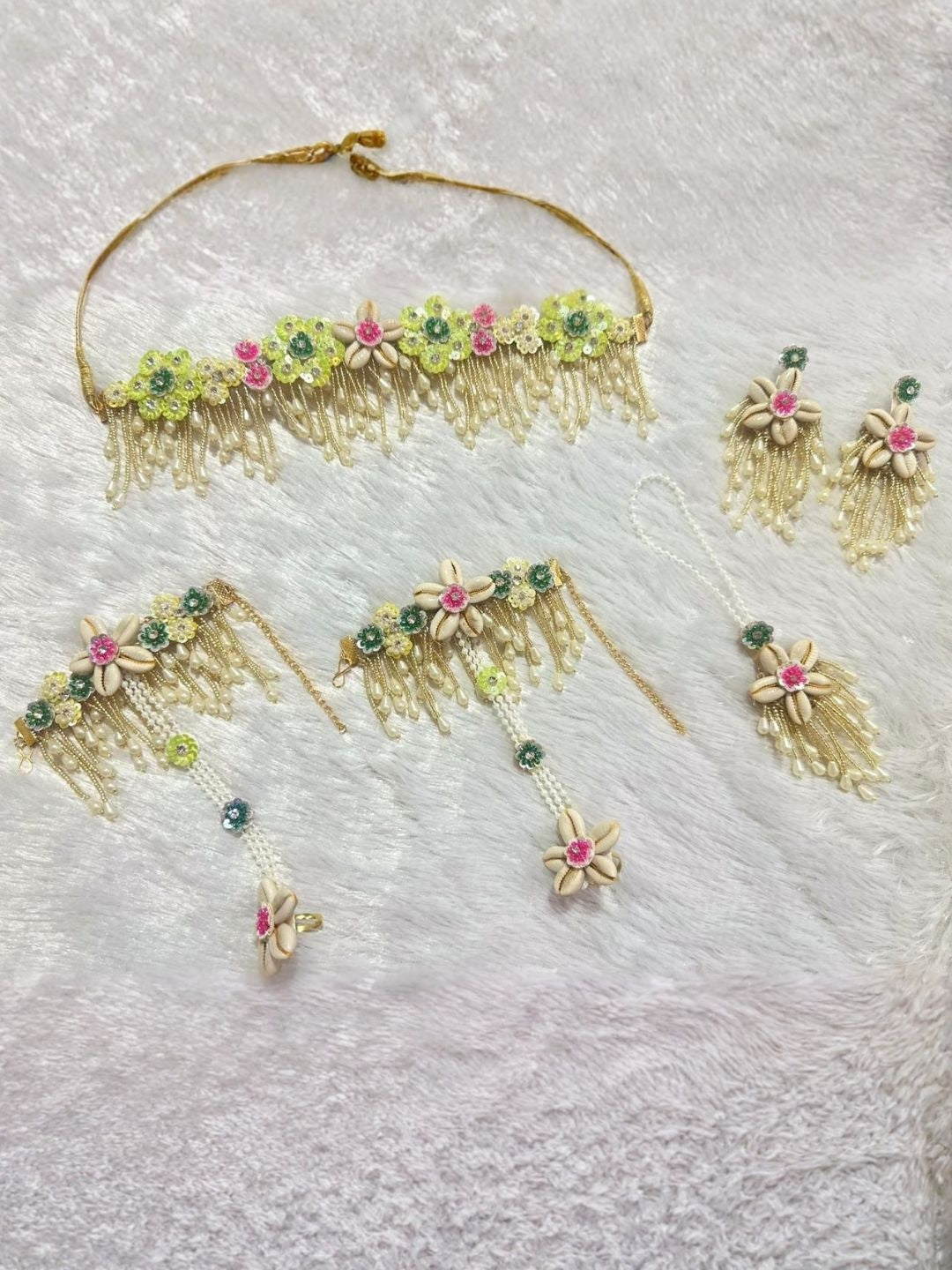 Ishhaara Pastel Floral Choker Jewelry Set - handcrafted Indian jewellery