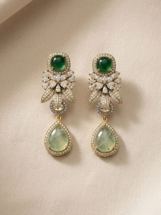 Ishhaara Pastel Green Beaded Dangler Earrings