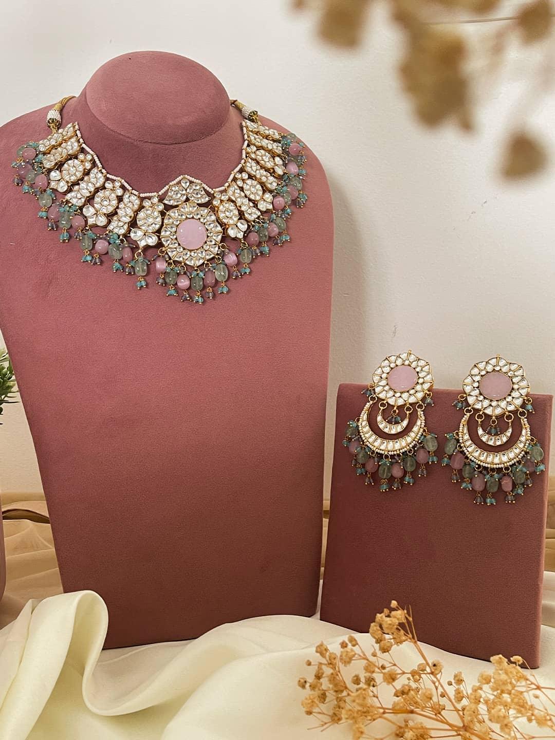 Ishhaara Pastel Pink Colour Paachi Kundan Set
