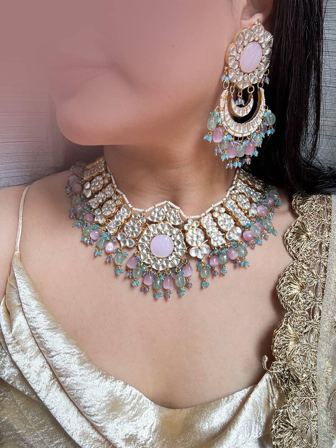 Ishhaara Pastel Pink Colour Paachi Kundan Set