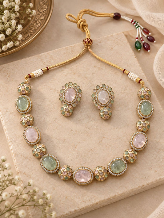 Ishhaara Pastel Pink Statement Neckalce