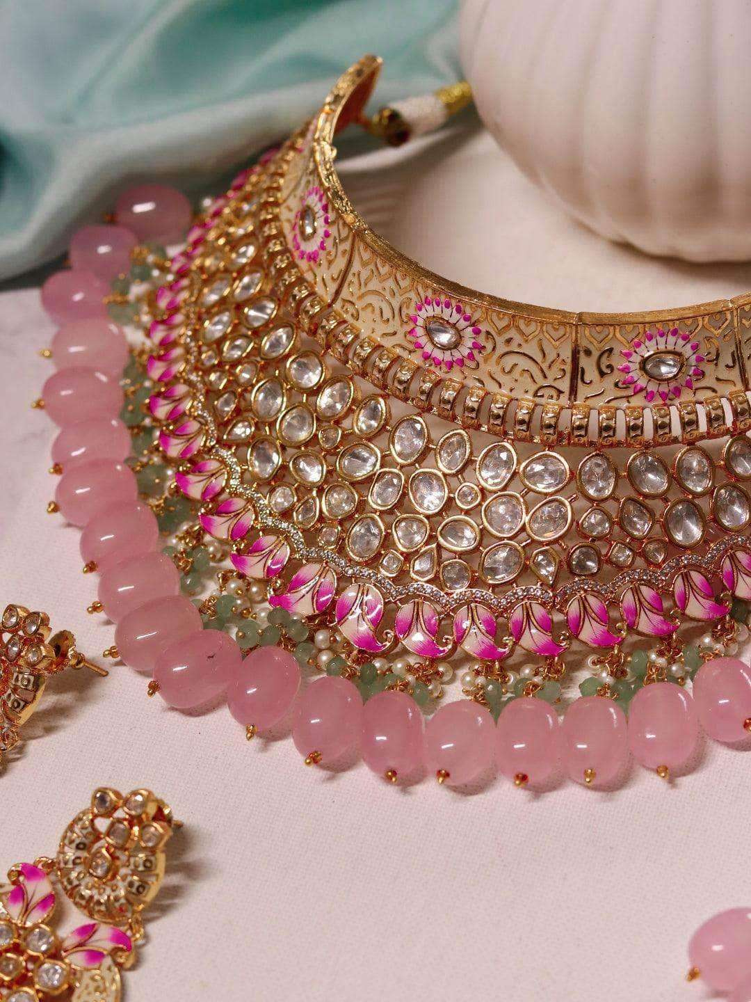 Ishhaara Pastel Single Tone Choker Necklace Set