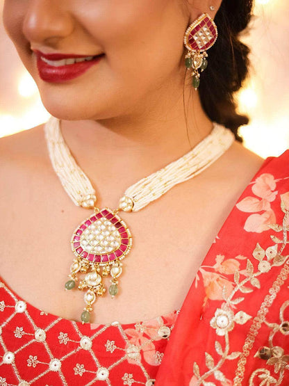 Ishhaara Patchi Kundan Drop Pendant Set