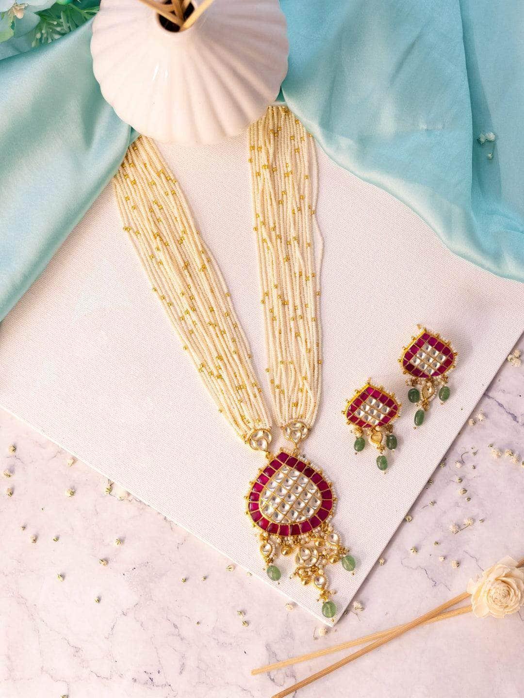 Ishhaara Patchi Kundan Drop Pendant Set