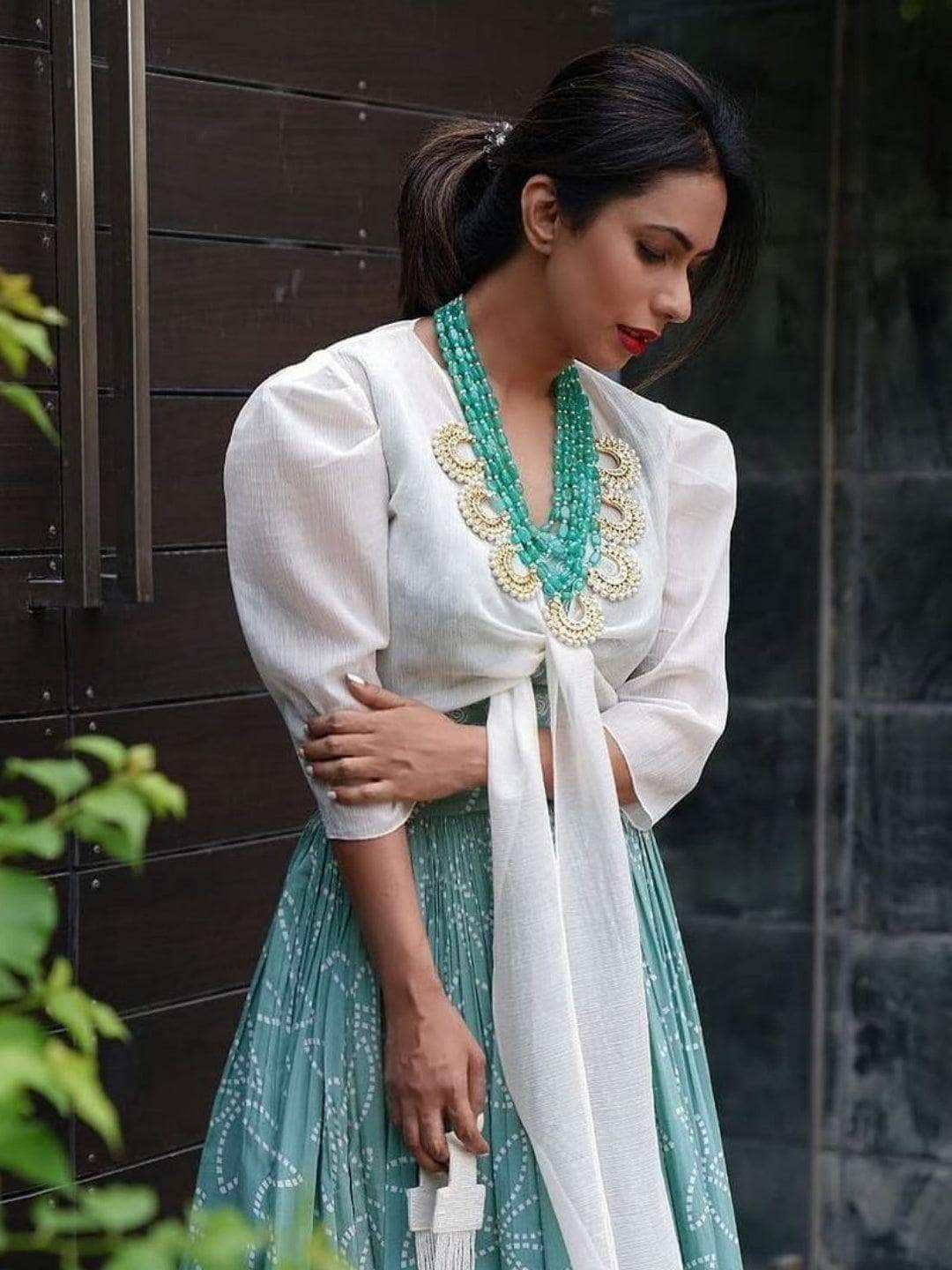 Ishhaara Pavitra Sagar In Layered Chandbali Pendant Necklace