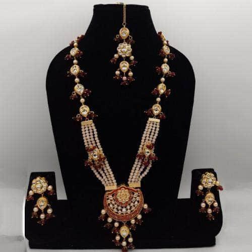 Ishhaara Long Meena Pendant Necklace And Earring Set