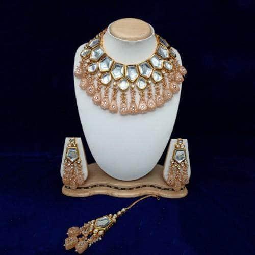 Ishhaara Pentagon Drop Tassel Necklace And Earring Set