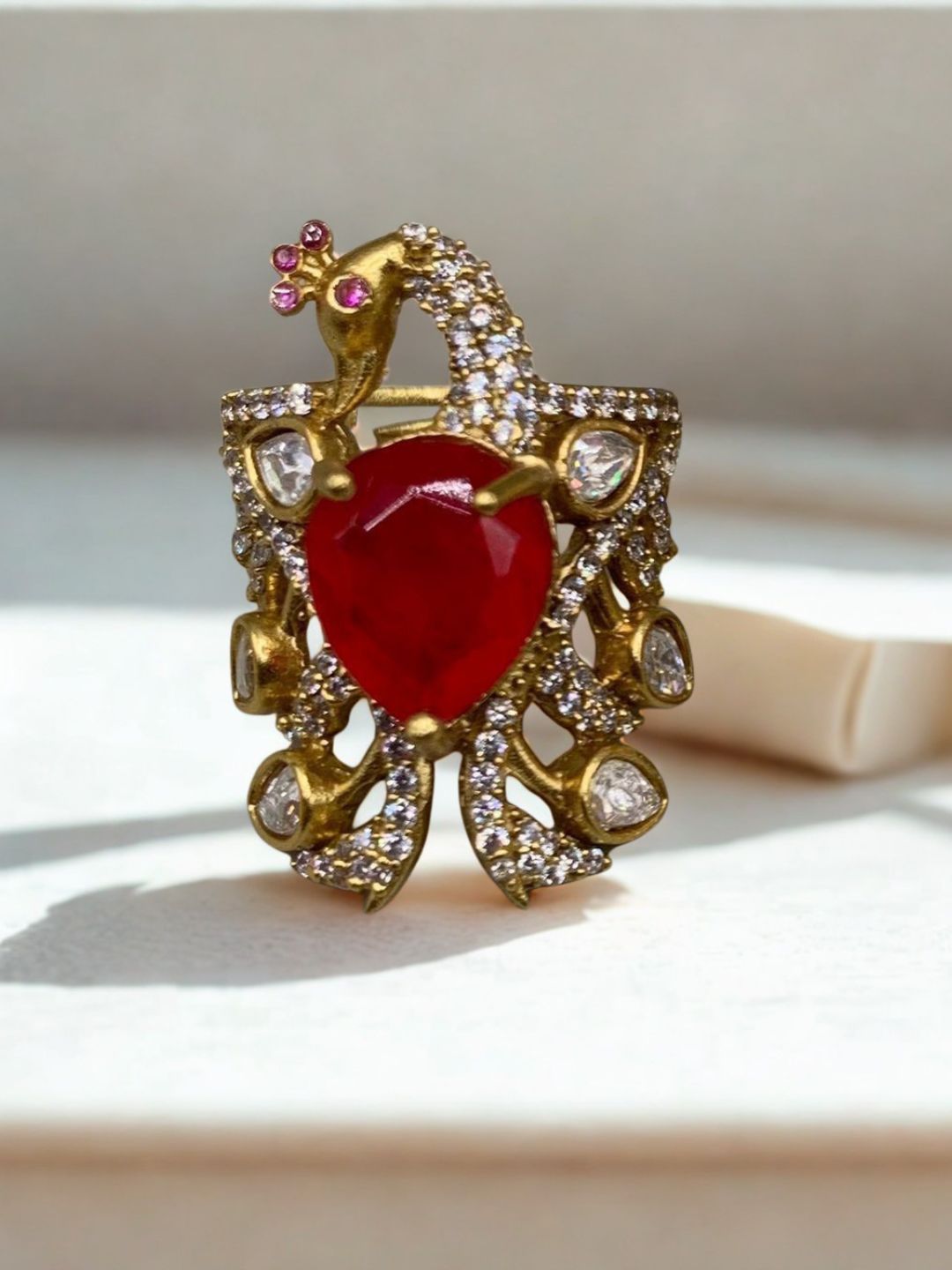 Ishhaara Peacock Adjustable Ring
