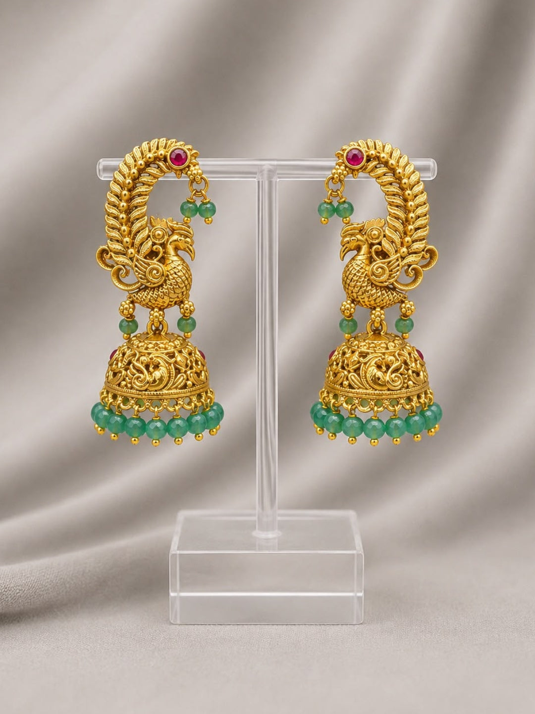 Ishhaara Peacock Antique Jhumkas