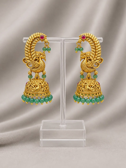 Ishhaara Peacock Antique Jhumkas