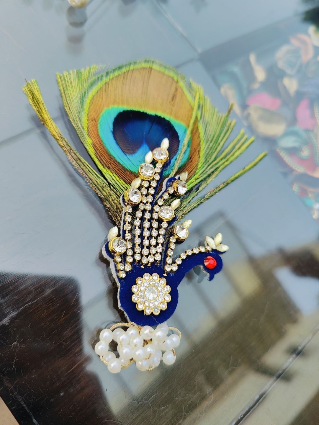 Ishhaara Peacock Brooch With Feather