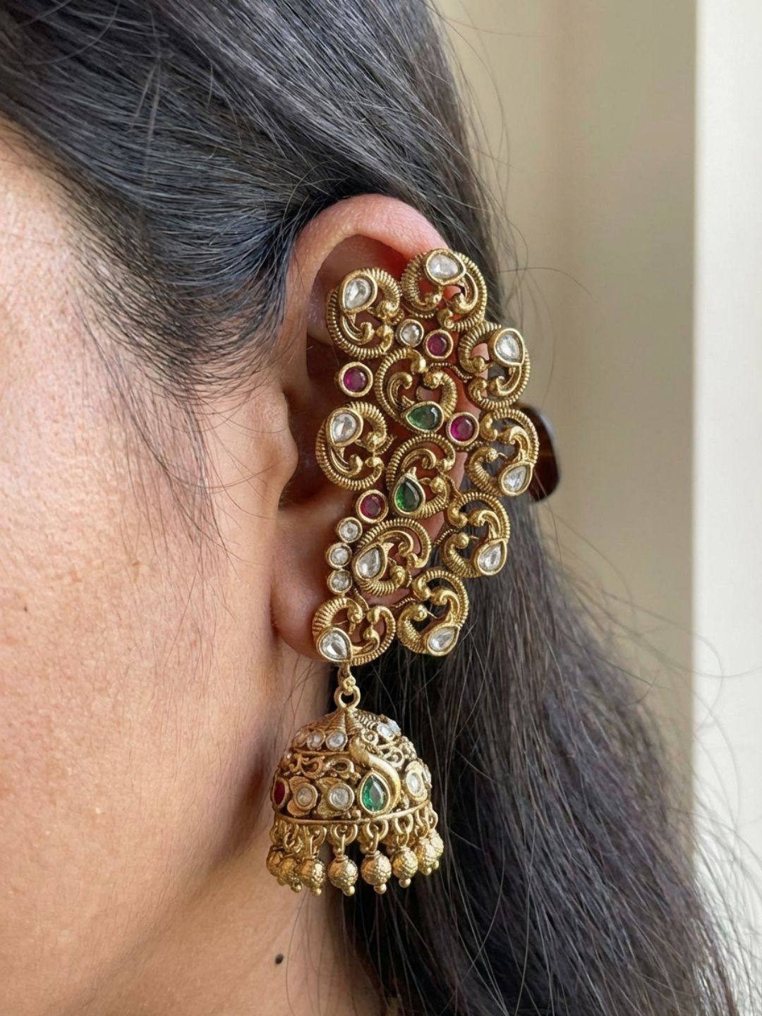 Ishhaara Peacock Cluster Earcuff