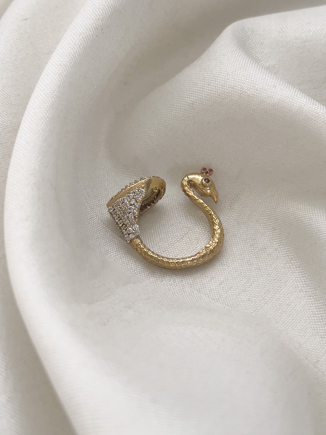 Ishhaara Peacock Designed Stone Studded Ring