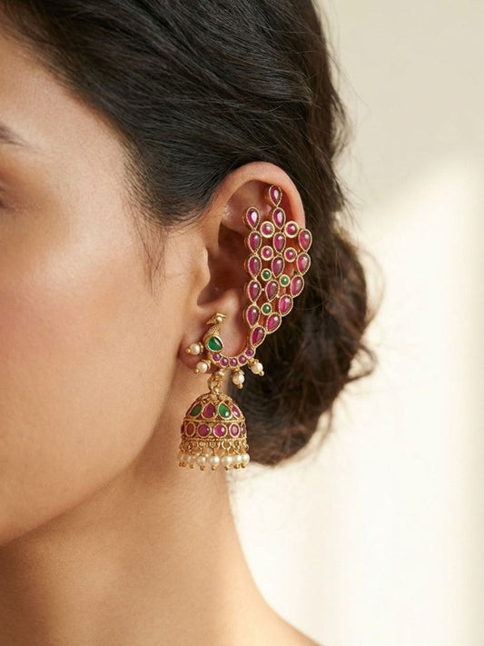 Ishhaara Peacock Jhumkha Earcuff