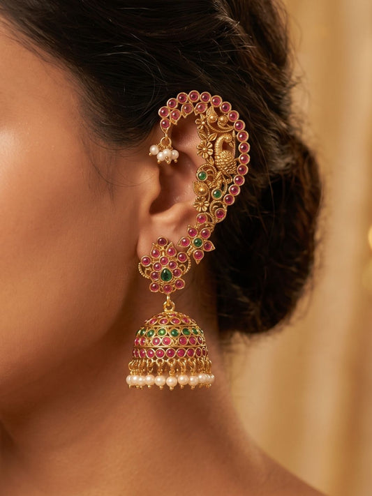Ishhaara Peacock Kemp Stone Earcuffs
